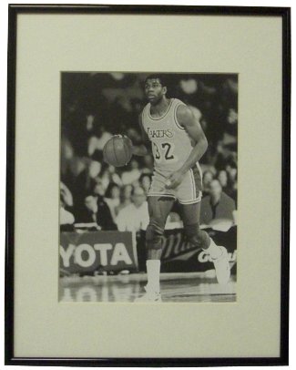 Magic Johnson Los Angeles Lakers Vintage B&W 8x10 Photo Custom Framing