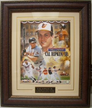 Cal Ripken, Jr. signed Baltimore Orioles Collage 16x20 Photo Premium Leather Framing w/ HOF 2007- Ripken Hologram
