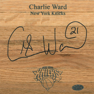 Charlie Ward signed New York Knicks Floor Board 6x6