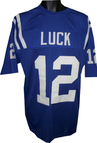 Andrew Luck Blue Custom Stitched Pro Style Football Jersey XL
