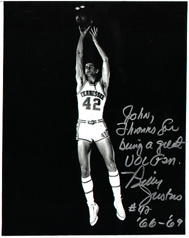 Billy Justice signed Tennessee Volunteers Vintage B&W 8x10 Photo #42 To John '66-'69