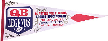 Bill Wade signed NFL QB Legends Vintage Pennant- 6 sigs JSA Bert Jones/Daryle Lamonica/Charley Johnson/Steve Grogan/Greg Landry