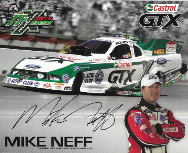 Mike Neff signed Castrol GTX Mustang Funny Car NHRA Racing 8x10 Photo