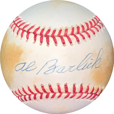 Al Barlick signed RONL Rawlings Official National League Baseball toned- JSA Hologram #EE41752 (MLB Umpire)