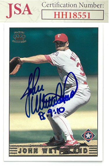 John Wetteland signed 1999 Pacific Baseball Card #290 PS 9:10- JSA #HH18551 (Texas Rangers)