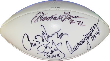 Anthony Munoz/Ed Too Tall Jones/Karl Mecklenburg/Chris Warren signed Official Wilson NFL White Panel Football- 4 sigs