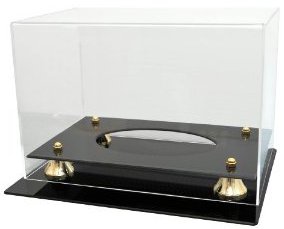 Football Full Size Acrylic Deluxe Display Case with Gold Risers, black base
