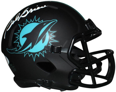 Bob Griese signed Miami Dolphins Eclipse Black Matte Riddell Speed Mini Helmet JSA Witnessed