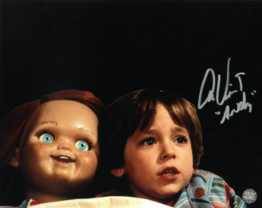 Alex Vincent signed Child's Play 11x14 Photo Andy with Chucky- AWM Hologram