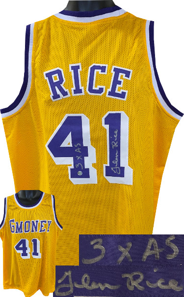 Glen Rice signed Los Angeles GMoney Yellow Custom Stitched Pro Basketball Jersey 3X AS XL- AWM Hologram