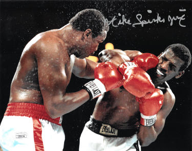 Michael Spinks signed Boxing 8x10 Photo Jinx- JSA (vs Larry Holmes)