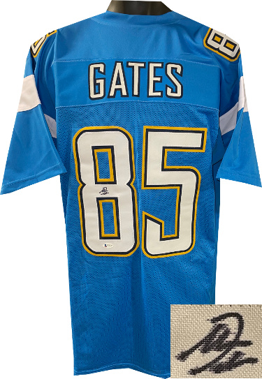 Antonio Gates signed San Diego Light Blue Custom Stitched Pro Style Football Jersey XL- Beckett Witnessed Hologram