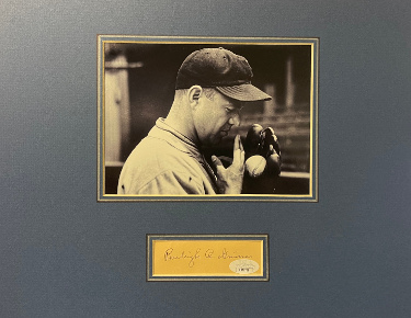 Burleigh Grimes signed 3x5 Cut Sig- JSA #RR76708- w/ B&W 5x7 Photo Matted 11x14