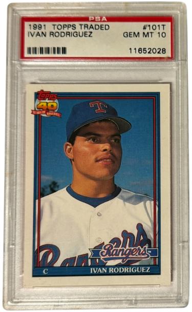 Ivan Rodriguez 1991 Topps Traded Rookie Card (RC) #101T- PSA Graded 10 Gem Mint (Texas Rangers)