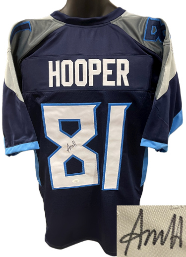 Austin Hooper signed Tennessee Navy Custom Stitched Pro Style Football Jersey XL- JSA Witnessed