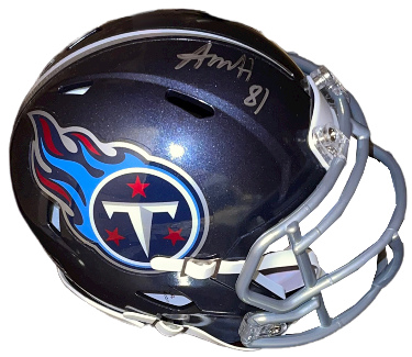 Austin Hooper signed Tennessee Titans Riddell Speed Navy Mini Helmet #81- JSA Witnessed