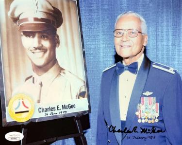 Charles E. McGee signed 8x10 Photo- JSA #AC92643- WWII/Korea/Vietnam/1944 Tuskegee Airmen/Red Tails