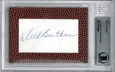 Dick Butkus signed 3.5x2.5 Football Texture Cut Signature- Beckett Encapsulated (Chicago Bears/Illinois)