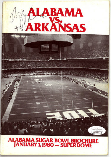 Ozzie Newsome signed 1980 Sugar Bowl Brochure #82- JSA #AC92610 (Alabama Crimson Tide vs Arkansas Razorbacks)