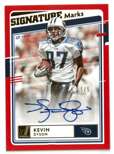 Kevin Dyson signed 2020 Panini Donruss Football Card #SM-KD- 5/5 (Tennessee Titans)