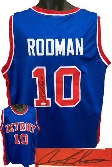 Dennis Rodman signed Detroit Blue TB Custom Stitched Pro Basketball Jersey- JSA Witnessed