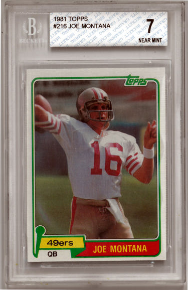 Joe Montana 1981 Topps Football Rookie Card (RC) #216- Beckett/BGS Graded 7 Near Mint (Sub Grades/Two 9's/San Francisco 49ers)