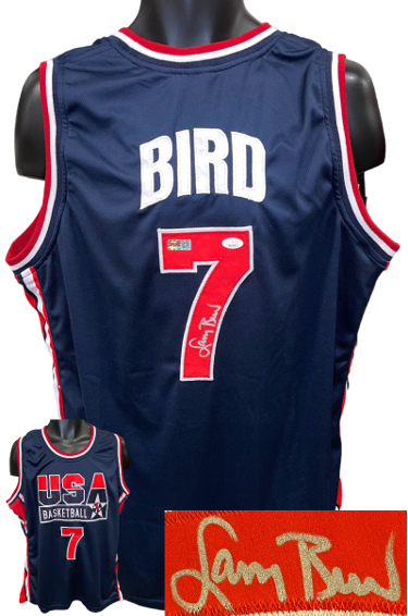 Larry Bird signed Team USA Navy TB Custom Stitched Basketball Jersey XL- JSA Witnessed