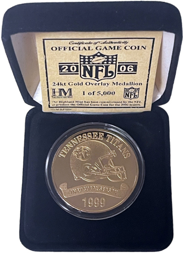 2006 Tennessee Titans Official Highland Mint 24KT Gold Game Coin NFL 1999 Inaugural Season (Rare-NEW)