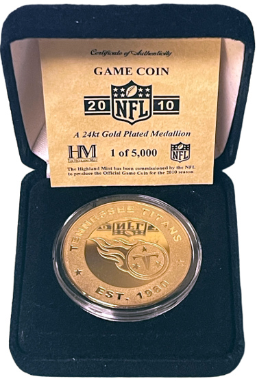 2010 Tennessee Titans Official Highland Mint 24KT Gold Game Coin NFL-EST 1960  (Rare-NEW)