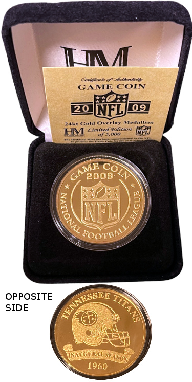 2009 Tennessee Titans Official Highland Mint 24KT Gold Game Coin NFL-1960 Inaugural Season (Rare-NEW)