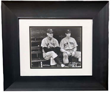 Lou Gehrig & Joe DiMaggio 1938 New York Yankees Vintage B&W Photo Custom Framing