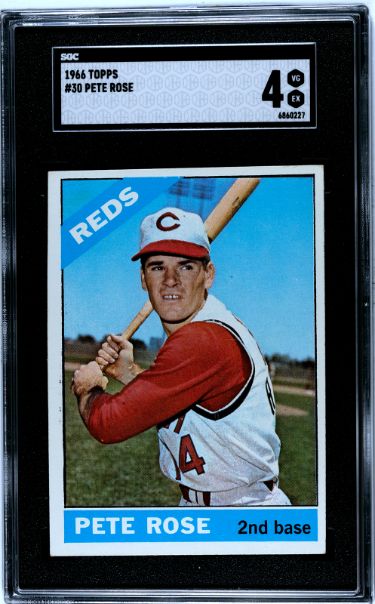 Pete Rose 1966 Topps Card #30- SGC Graded 4 VG-EX (Cincinnati Reds)