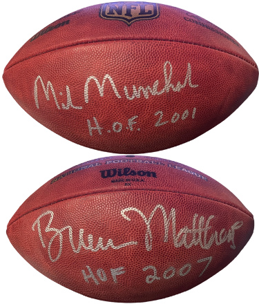 Bruce Matthews & Mike Munchak dual signed Official NFL New Duke Football w/ HOF- PSA #2N73539 (Oilers/Titans)