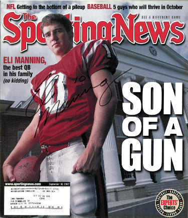 Eli Manning signed Sporting News Full Magazine- September 30, 2002- Beckett Review (#10/Ole Miss Rebels)