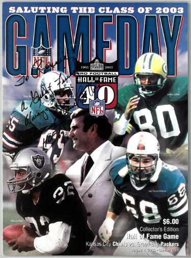 Elvin Bethea signed 2003 Pro Football HOF Gameday Magazine/Program w/ HOF 03 To Ronnie (Houston Oilers)- COA