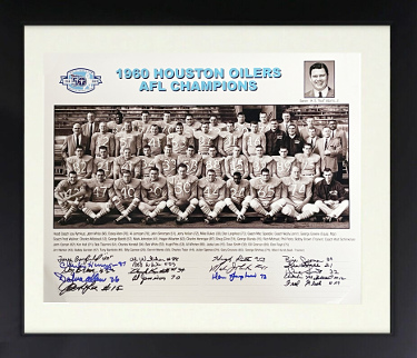 1960 Houston Oilers AFL Champions 16x20 Team Photo-17 Sigs Custom Framing  Beckett Review Groman/Jamison/Allen/Johnson/Lanphear