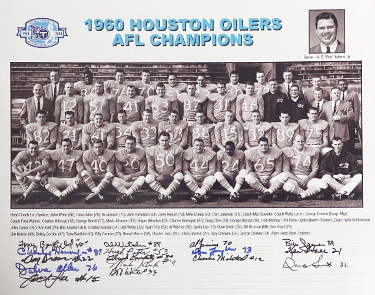1960 Houston Oilers AFL Champions 16x20 Team Signed Photo-16 Sigs COA- Groman/Jamison/Allen/Johnson/Lanphear/Hennigan