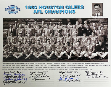 1960 Houston Oilers AFL Champions 16x20 Team Signed Photo-16 Sigs COA- Banfield/Milstead/Kendall/Pitts/Wicher