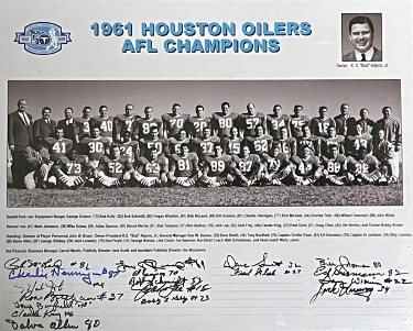 1961 Houston Oilers AFL Champions 50th Anniversary 16x20 Team Signed Photo -18 Sigs COA - McLeod/Groman/Bothan/Laraway/Reed