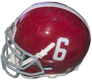 Blake Sims signed Alabama Crimson Tide Riddell NCAA #6 Mini Helmet- COA (2012-2013 BCS Natl Champs)