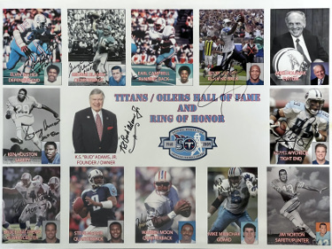 1960-2009 50th AFL Titans/Oilers HOF/ROH Signed 18x24 Photo-9 sigs Beckett Bud Adams/Warren Moon/Munchak/Wycheck/Eddie George
