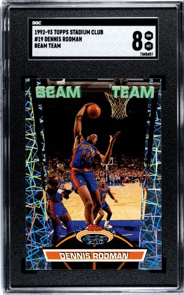 Dennis Rodman 1992-93 Topps Stadium Club Beam Team Card #19- SGC Graded 8 NM-MT (Detroit Pistons)