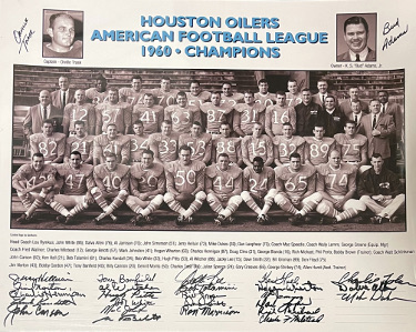 1960 Houston Oilers AFL Champions 16x20 Team Photo -27 Sigs (RARE/Bud Adams/Orville Trask)- Beckett Review