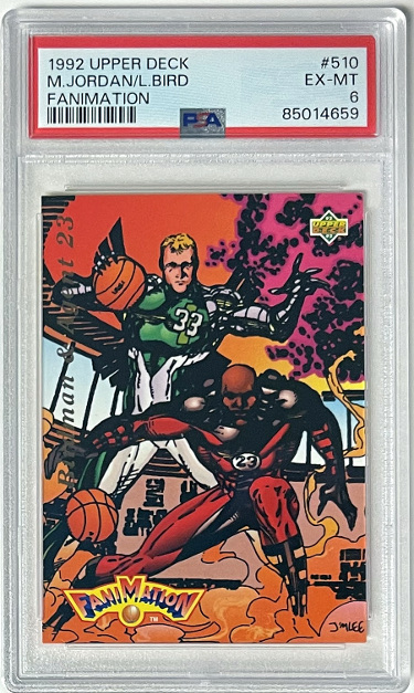 Michael Jordan/Larry Bird 1992-93 Upper Deck Fanimation Card #510- PSA Graded 6 EX-MT (Bulls/Celtics)