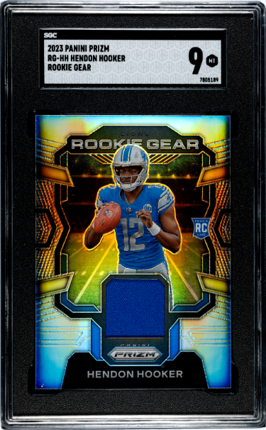 Hendon Hooker 2023 Panini Prizm Rookie Gear Card (RC) #RG-HH- SGC Graded 9 Mint (Detroit Lions)