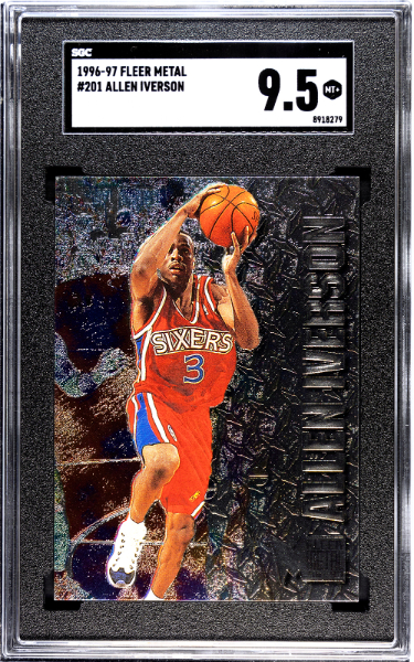 Allen Iverson 1996-97 Fleer Metal Rookie Card (RC) #201- SGC Graded 9.5 Mint+ (76ers/HOF)