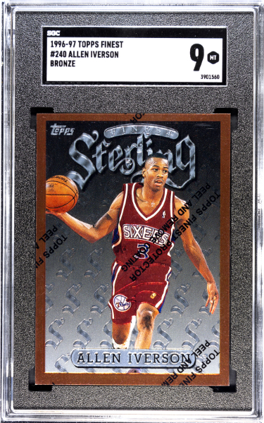 Allen Iverson 1996-97 Topps Finest Bronze Rookie Card (RC) #240- SGC Graded 9 Mint (76ers/HOF)