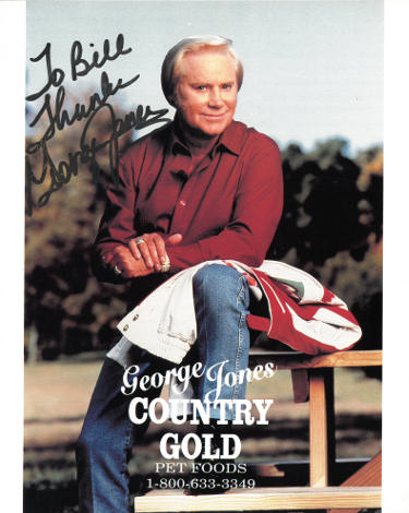 George Jones signed County Gold Pet Foods 8x10 Photo To Bill, Thanks Beckett Review