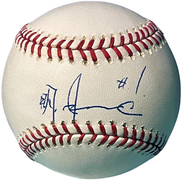 Akinori Iwamura signed Official Rawlings Major League Baseball #1 minor tone spots- COA (Tokyo Yakult Swallows/Devil Rays)