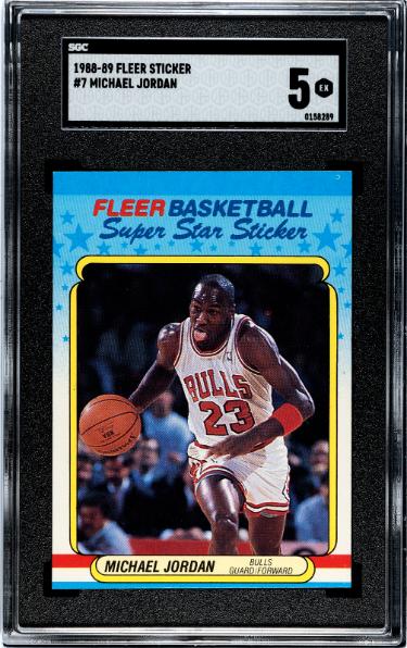 Michael Jordan 1988-89 Fleer Sticker/Card #7- SGC Graded 5 EX (Chicago Bulls/HOF/GOAT)
